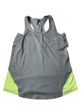 ACX Active Grey & Lime Green Racerback Tank Top with Built-in Bra - Medium